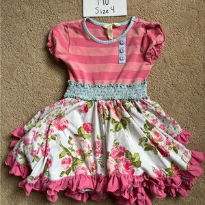 Matilda Jane Pink Striped & Floral Girls Dress